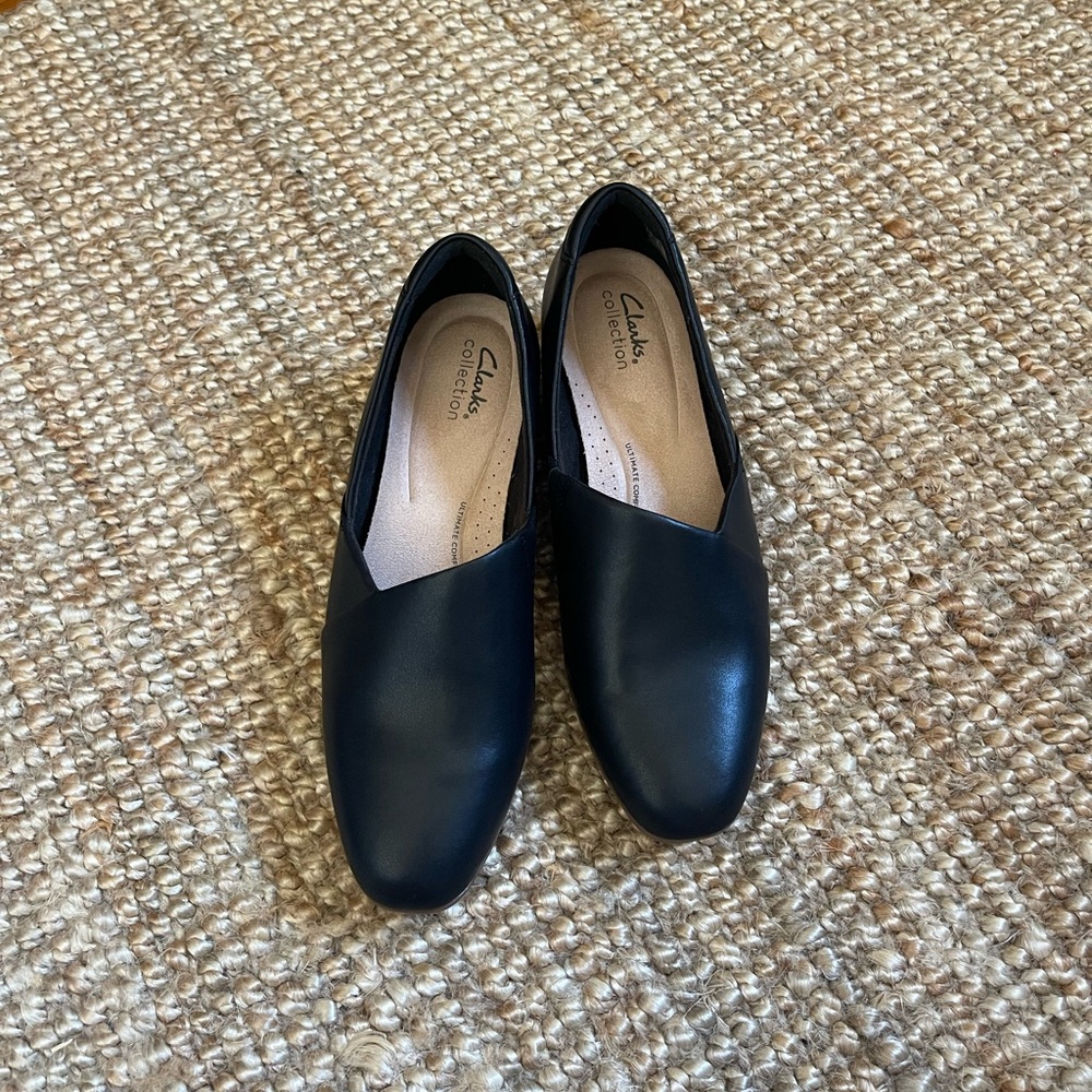 Clarks Juliet Palm shoes in black leather